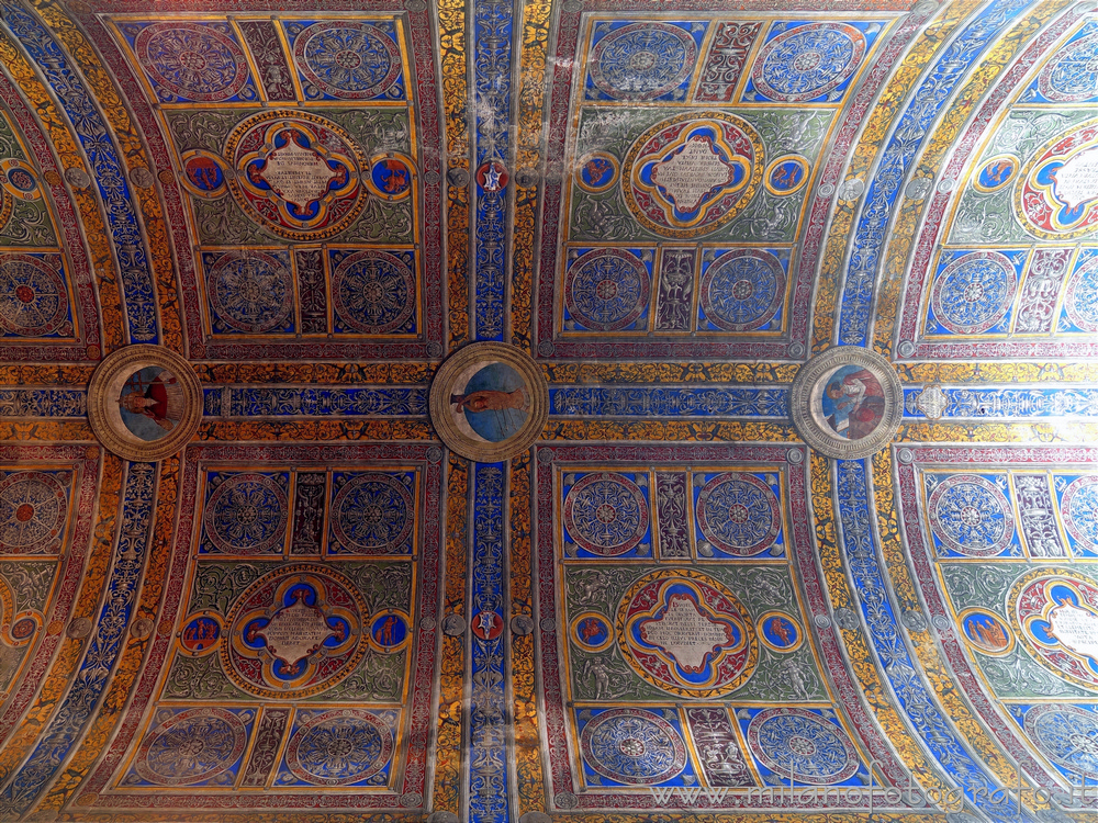 Biella (Italy) - Grotesques frescoed ceiling in the Basilica of San Sebastiano